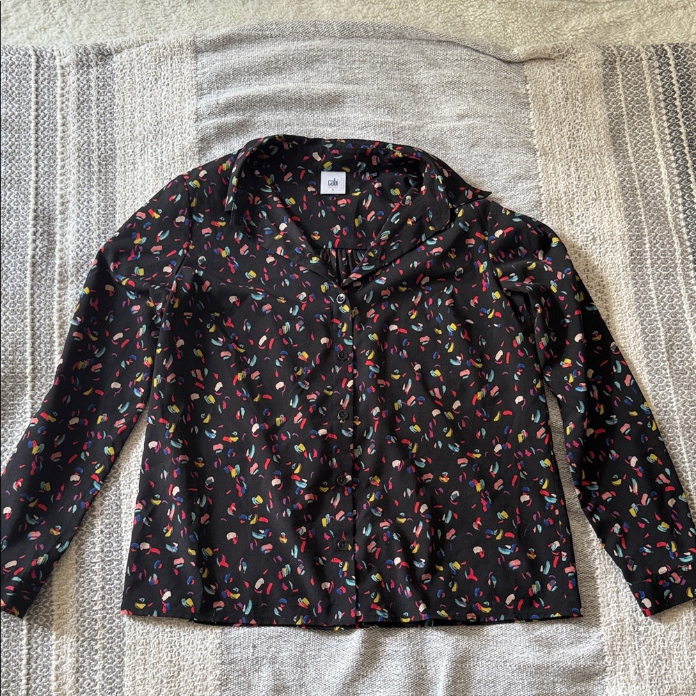CAbi Black Floral Blouse